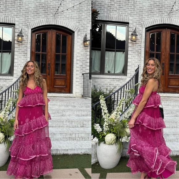 NWT Anthropologie Let Me Be Sleeveless Sheer Tiered Midi Dress Sz S - Picture 7 of 16